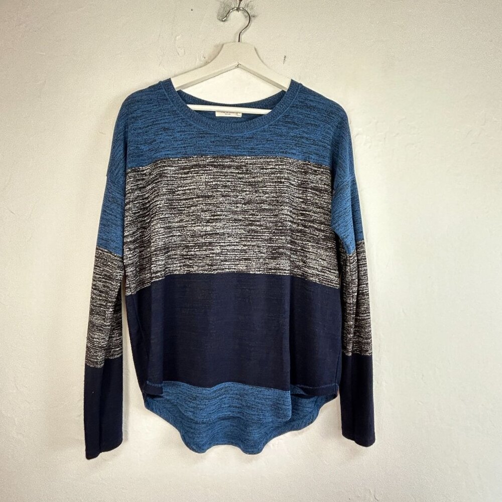 Rag and Bone Womens Blue Charcoal Striped Long Sleeve Hudson Top Small Stretch